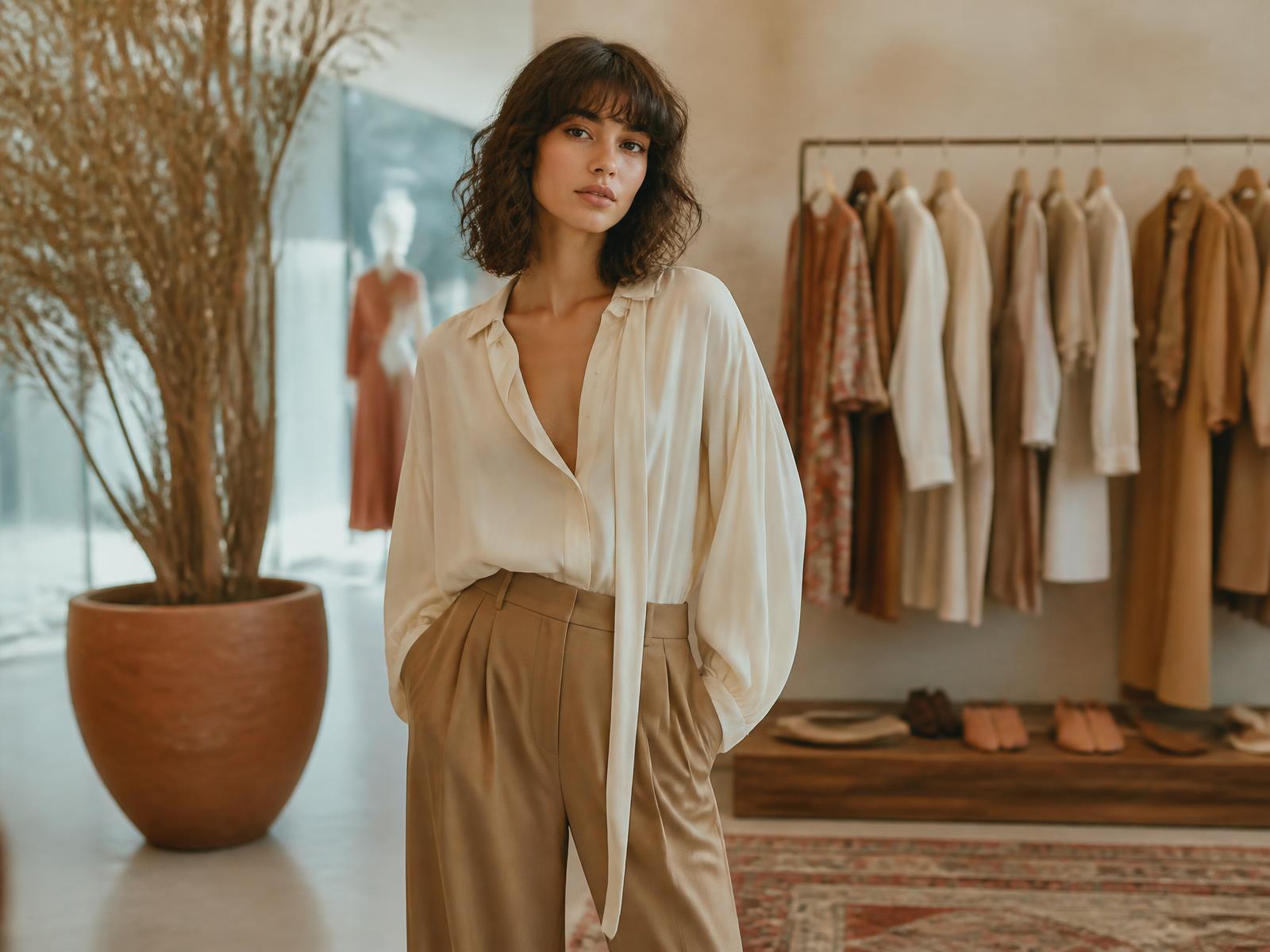 Boutique apparel rail styled for a fall collection